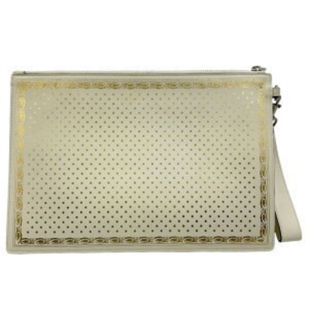 Gucci White GUCCY Clutch Bag Leather SEGA